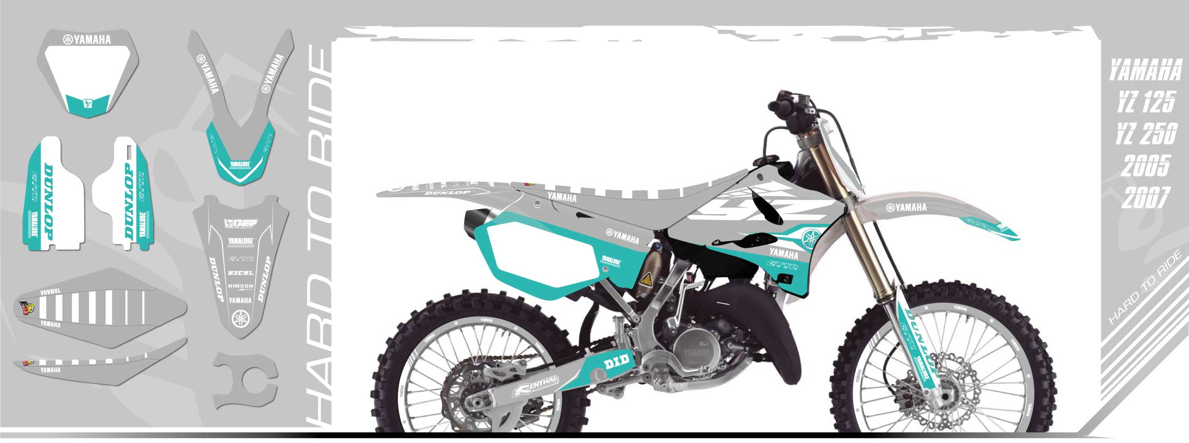 Placas de número de paneles laterales Yamaha YZ 125/YZ 250 2015-2020 Negro Motocross 